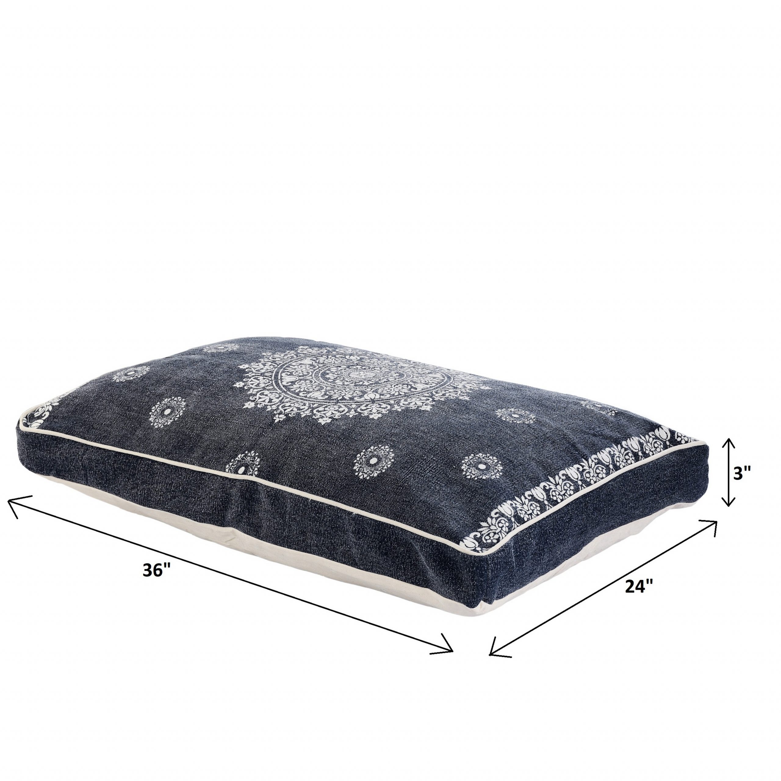24" X 36" Stonewashed Blue Medallion Pillow Style Pet Bed With Removable Cover - Image 8