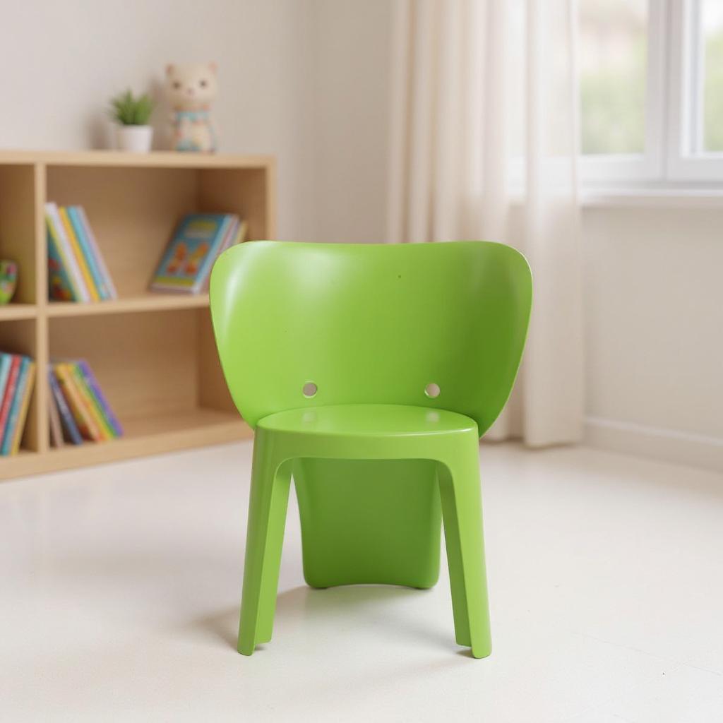 Set Of Four Green Heavy Duty Plastic Juvenile Chairs - Image 2