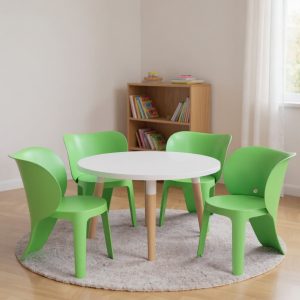 Set Of Four Green Heavy Duty Plastic Juvenile Chairs
