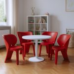Set Of Four Red Heavy Duty Plastic Juvenile Chairs