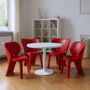 Set Of Four Red Heavy Duty Plastic Juvenile Chairs