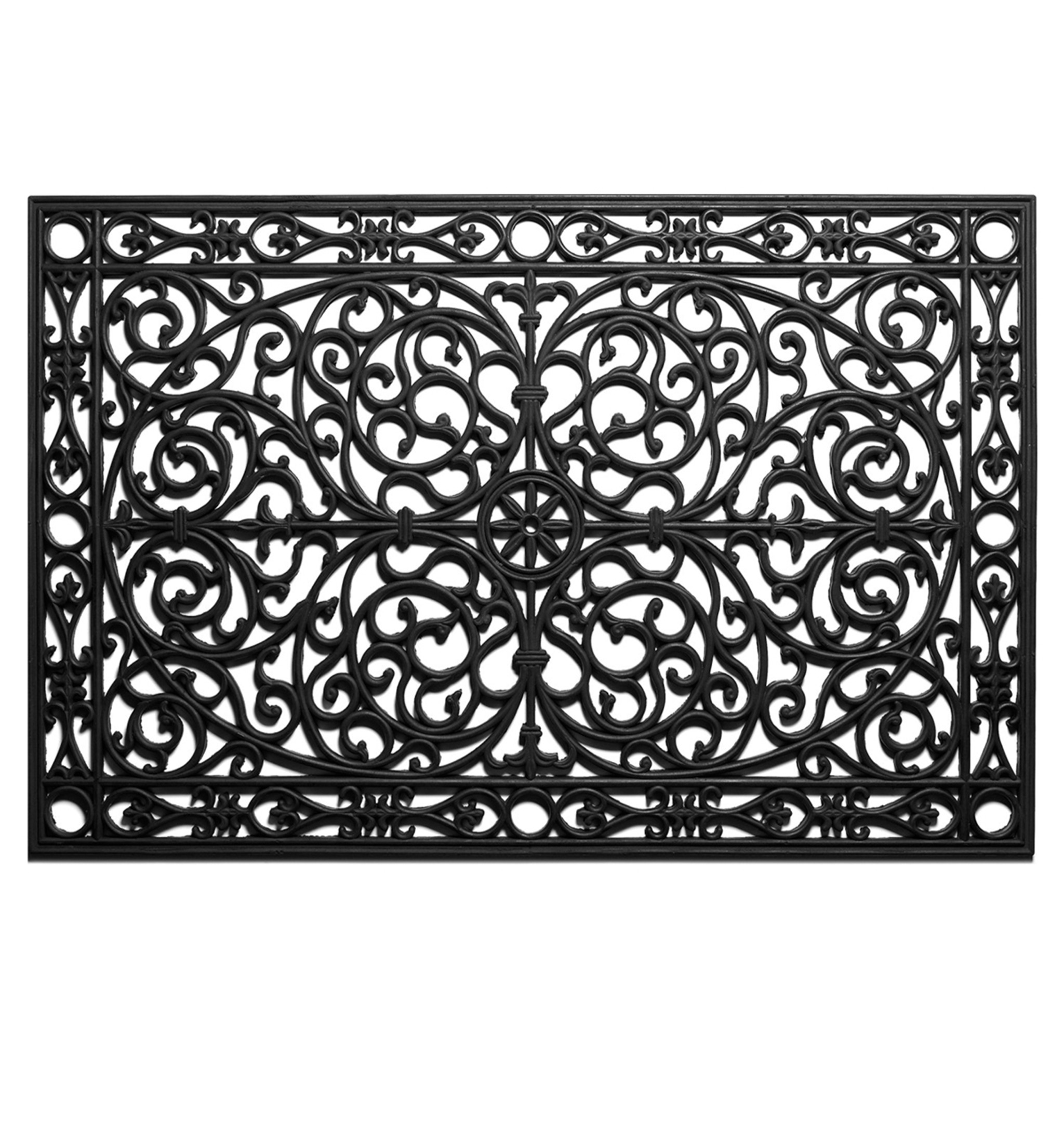 24" X 36" Black Rubber Scrollwork Outdoor Door Mat - Image 2