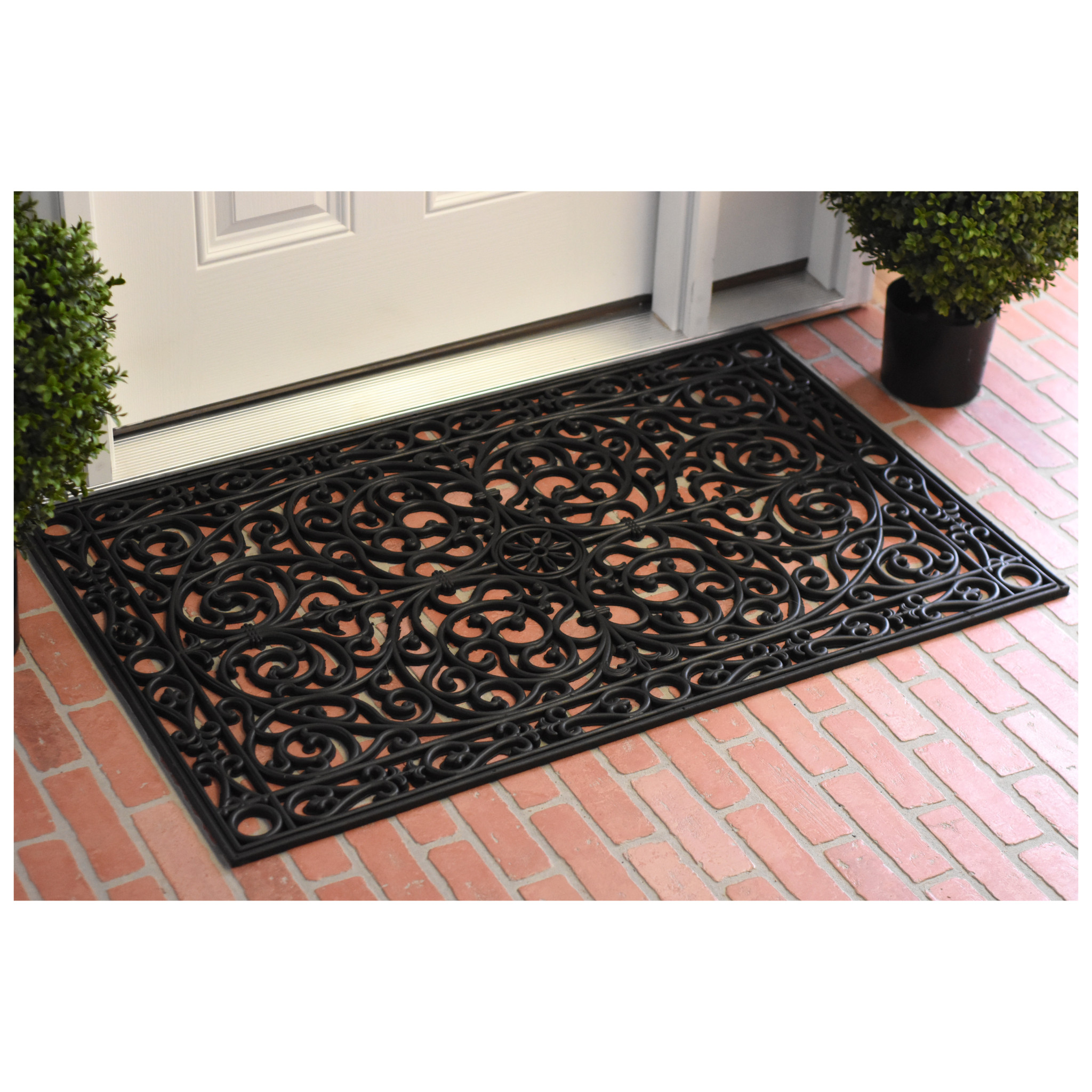 24" X 36" Black Rubber Scrollwork Outdoor Door Mat - Image 7