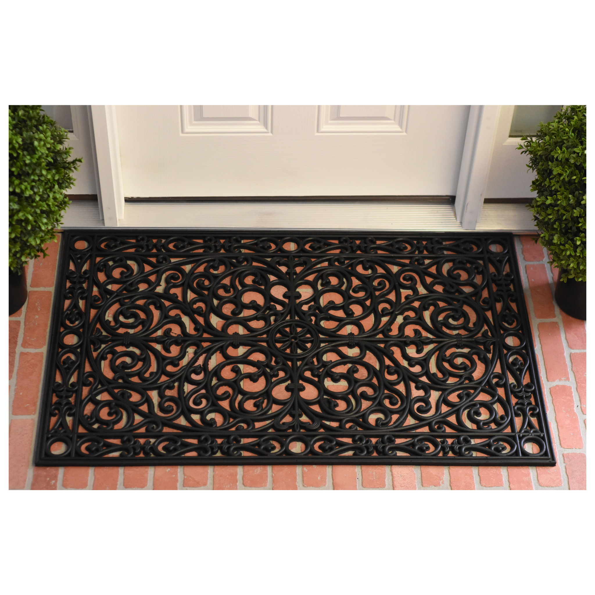 24" X 36" Black Rubber Scrollwork Outdoor Door Mat - Image 6