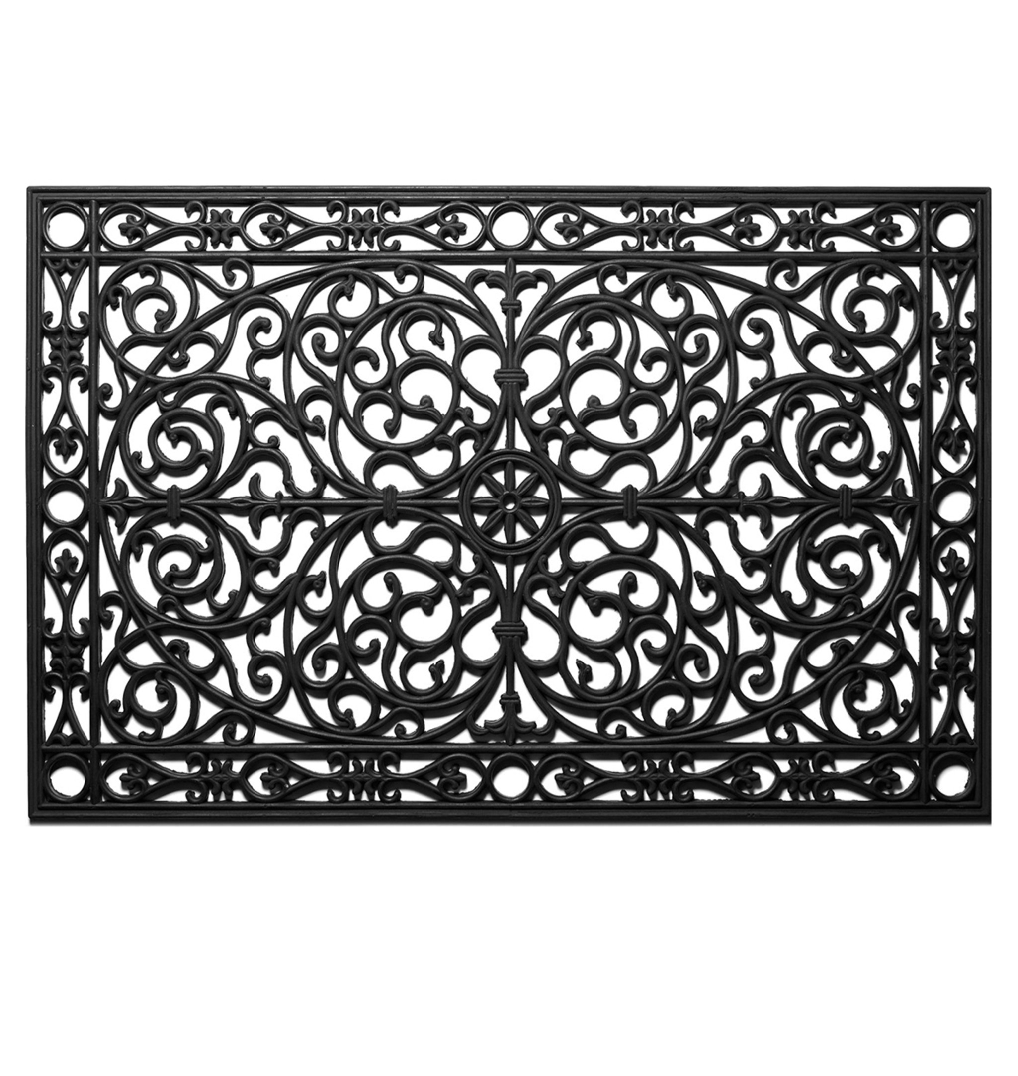 24" X 36" Black Rubber Scrollwork Outdoor Door Mat - Image 5