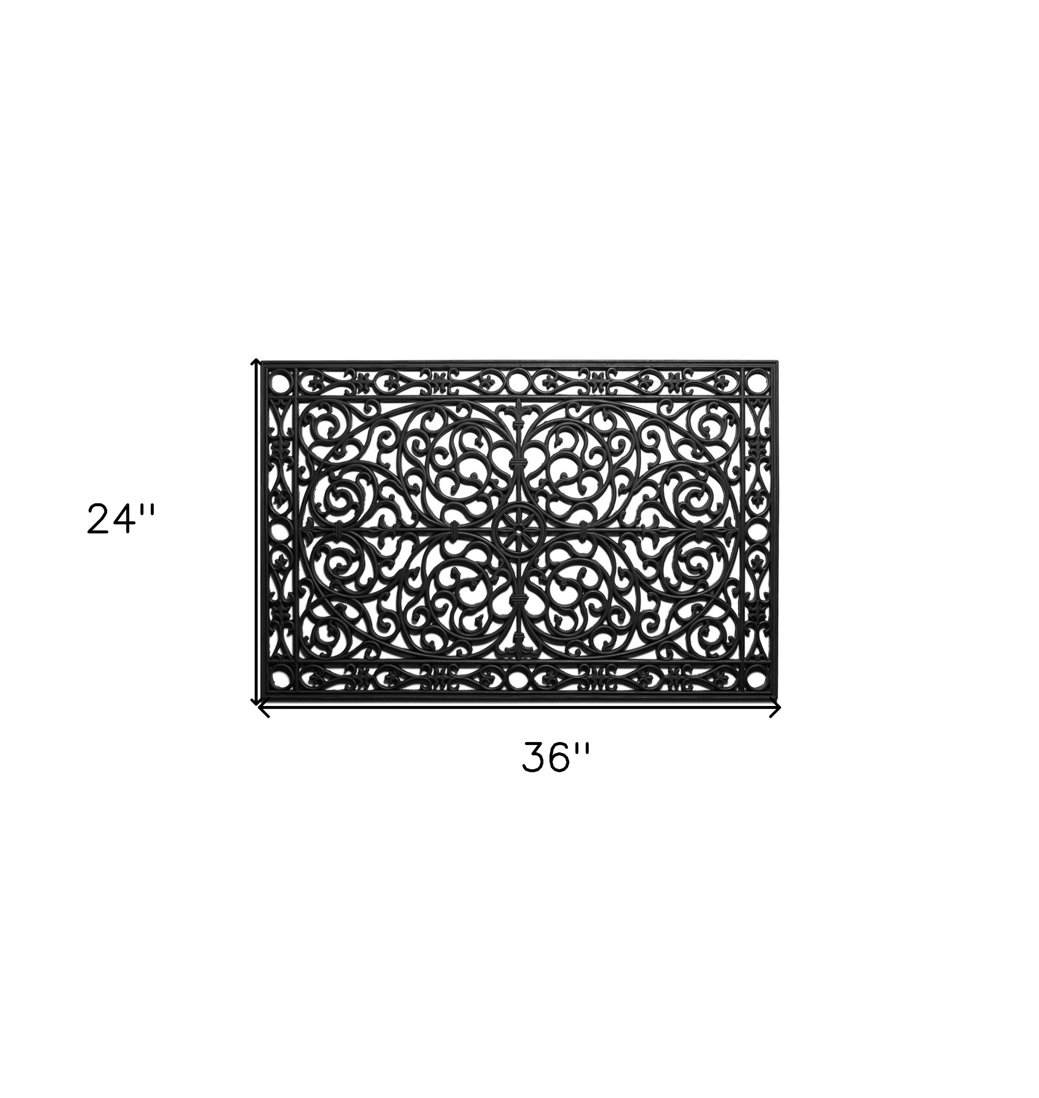 24" X 36" Black Rubber Scrollwork Outdoor Door Mat - Image 3