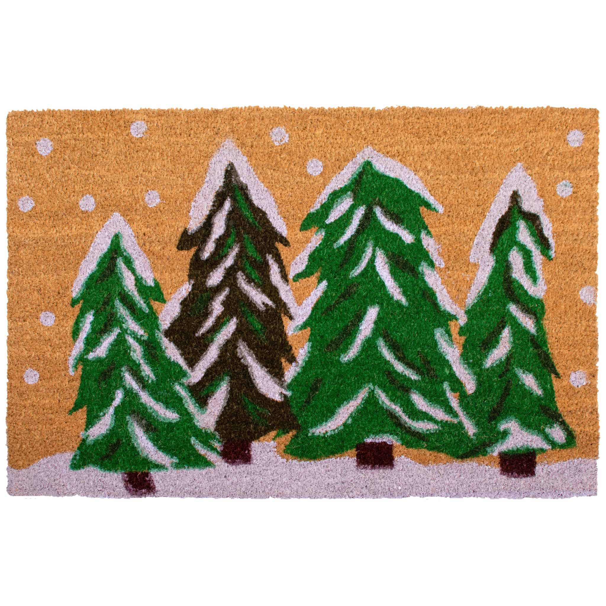 17" X 29" Natural and Green Coir Christmas Trees Outdoor Christmas Door Mat - Image 2