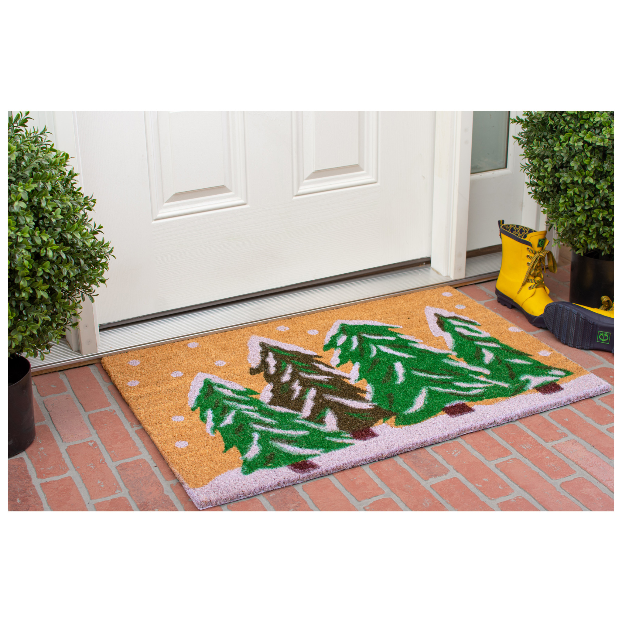 17" X 29" Natural and Green Coir Christmas Trees Outdoor Christmas Door Mat - Image 8