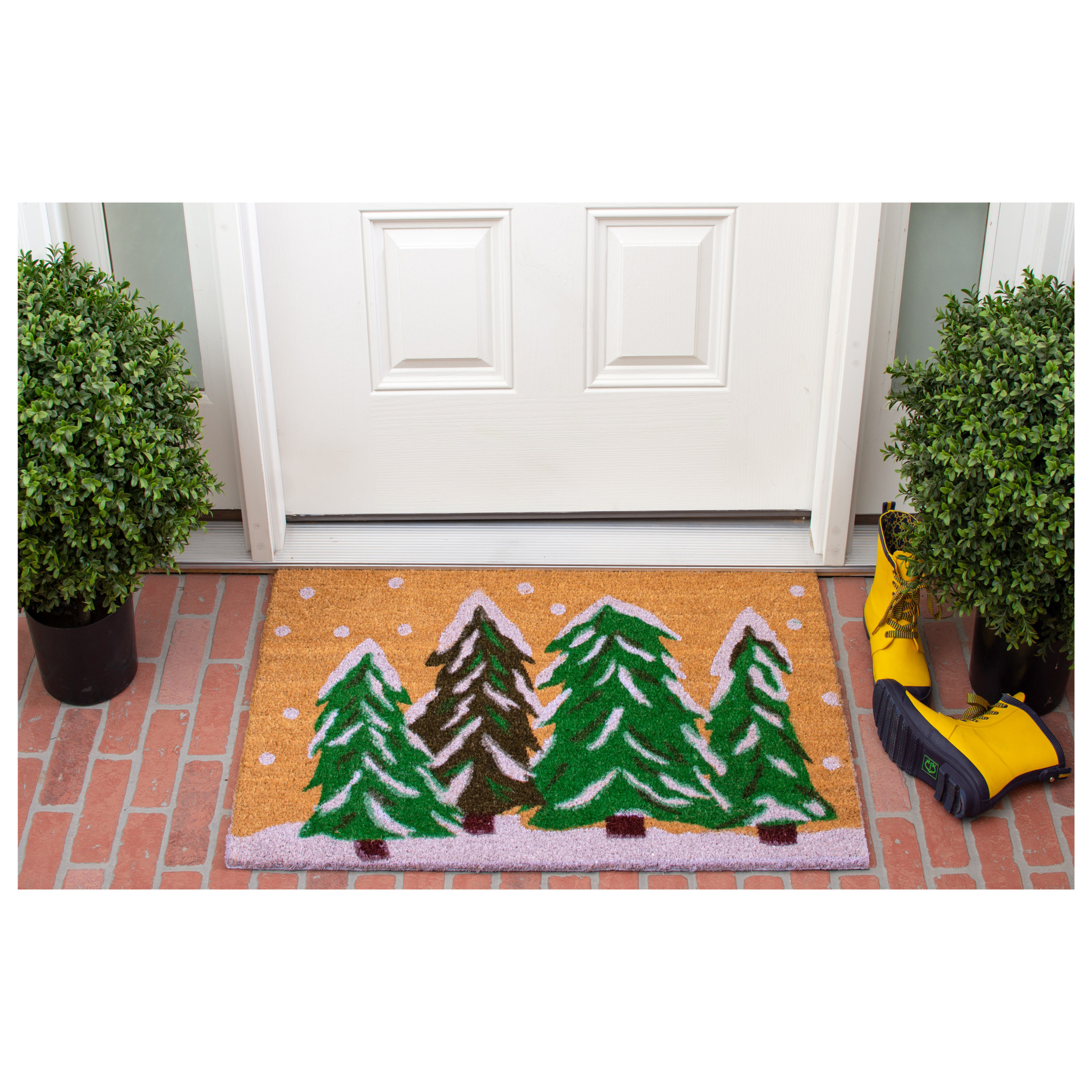 17" X 29" Natural and Green Coir Christmas Trees Outdoor Christmas Door Mat - Image 7