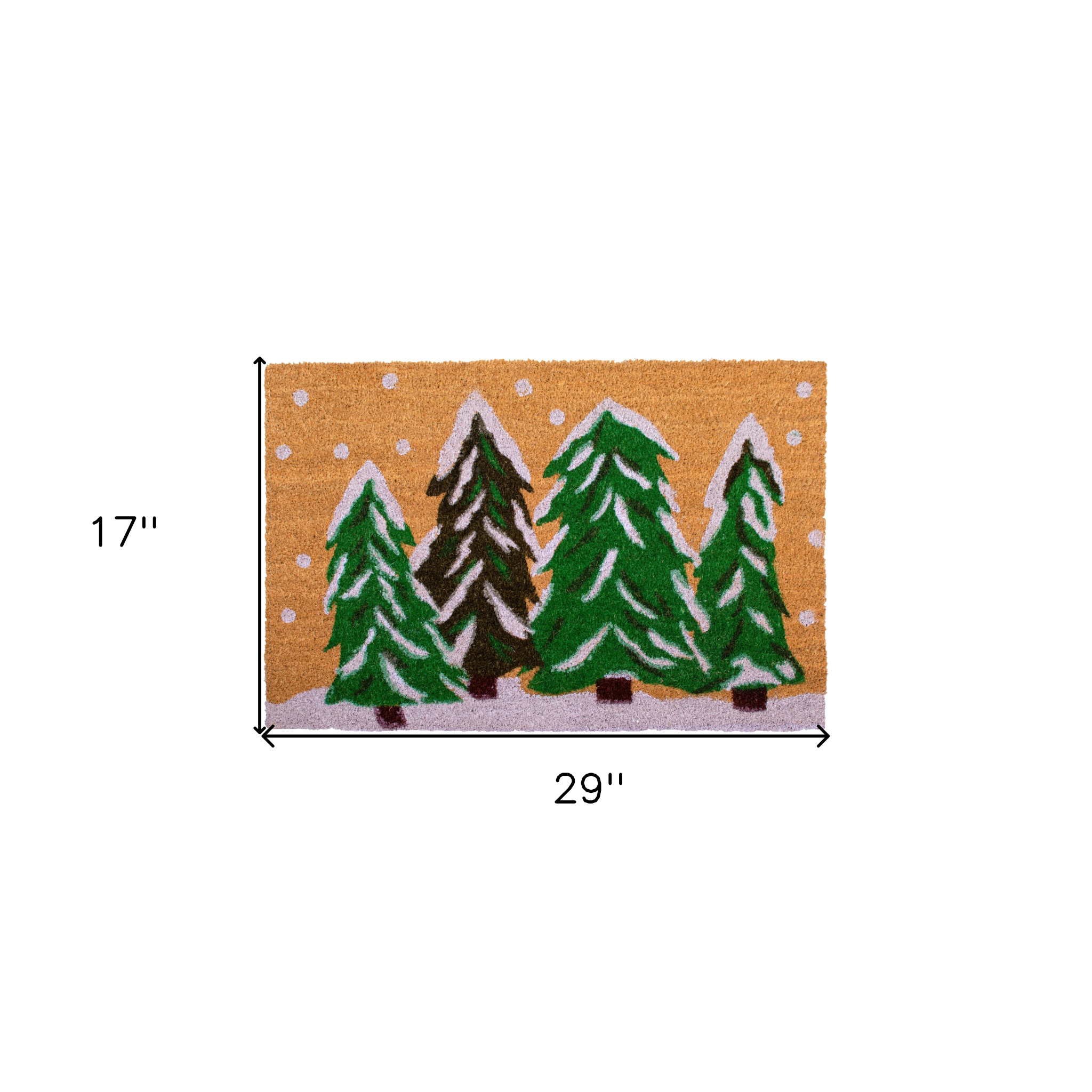 17" X 29" Natural and Green Coir Christmas Trees Outdoor Christmas Door Mat - Image 3
