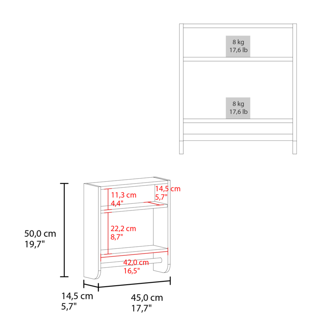 18" White Wood, Metal Floating Bathroom Vanity - Image 11