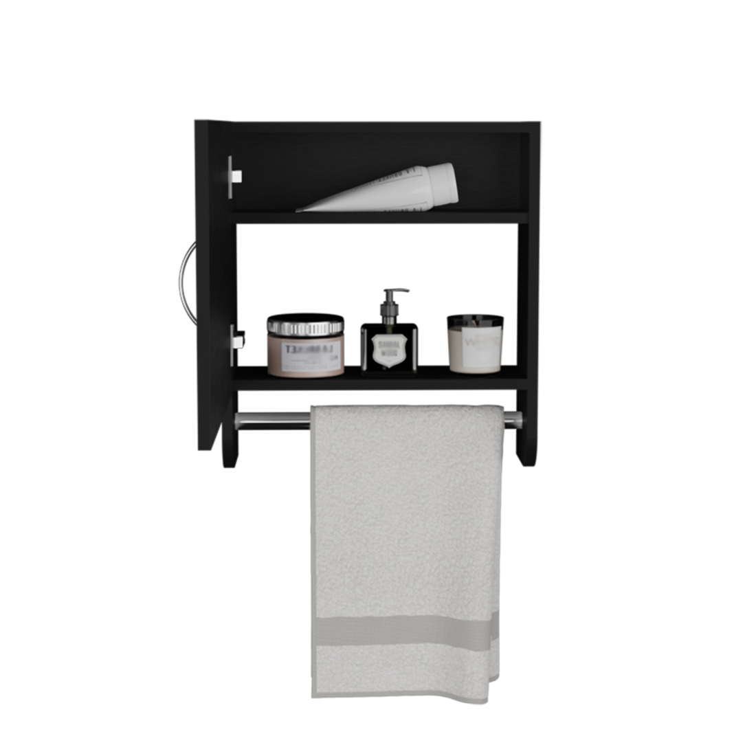 18" Black Wood, Metal Floating Bathroom Vanity - Image 3