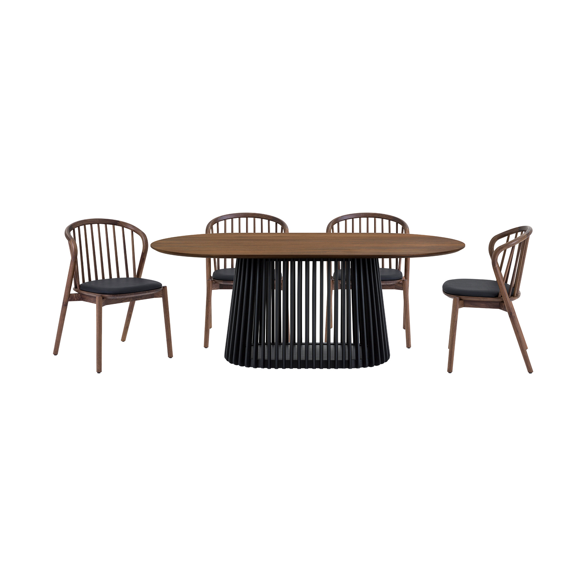 Five Piece Brown and Black Oval Dining Set with Four Chairs - Image 6
