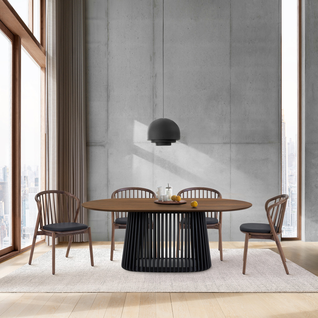 Five Piece Brown and Black Oval Dining Set with Four Chairs - Image 9