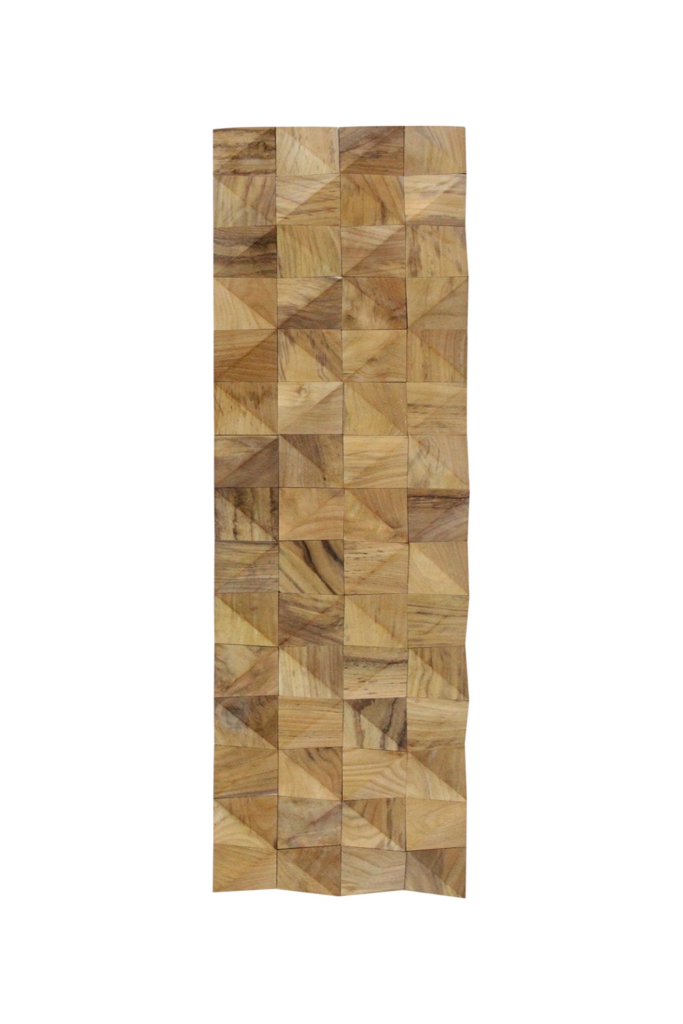Brown 3D Embossed Diamond Teak Reclaimed Wood Decorative Wall Panels - Image 3