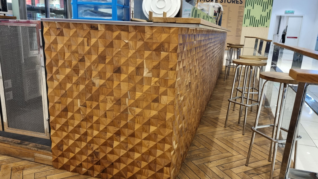 Brown 3D Embossed Diamond Teak Reclaimed Wood Decorative Wall Panels - Image 9