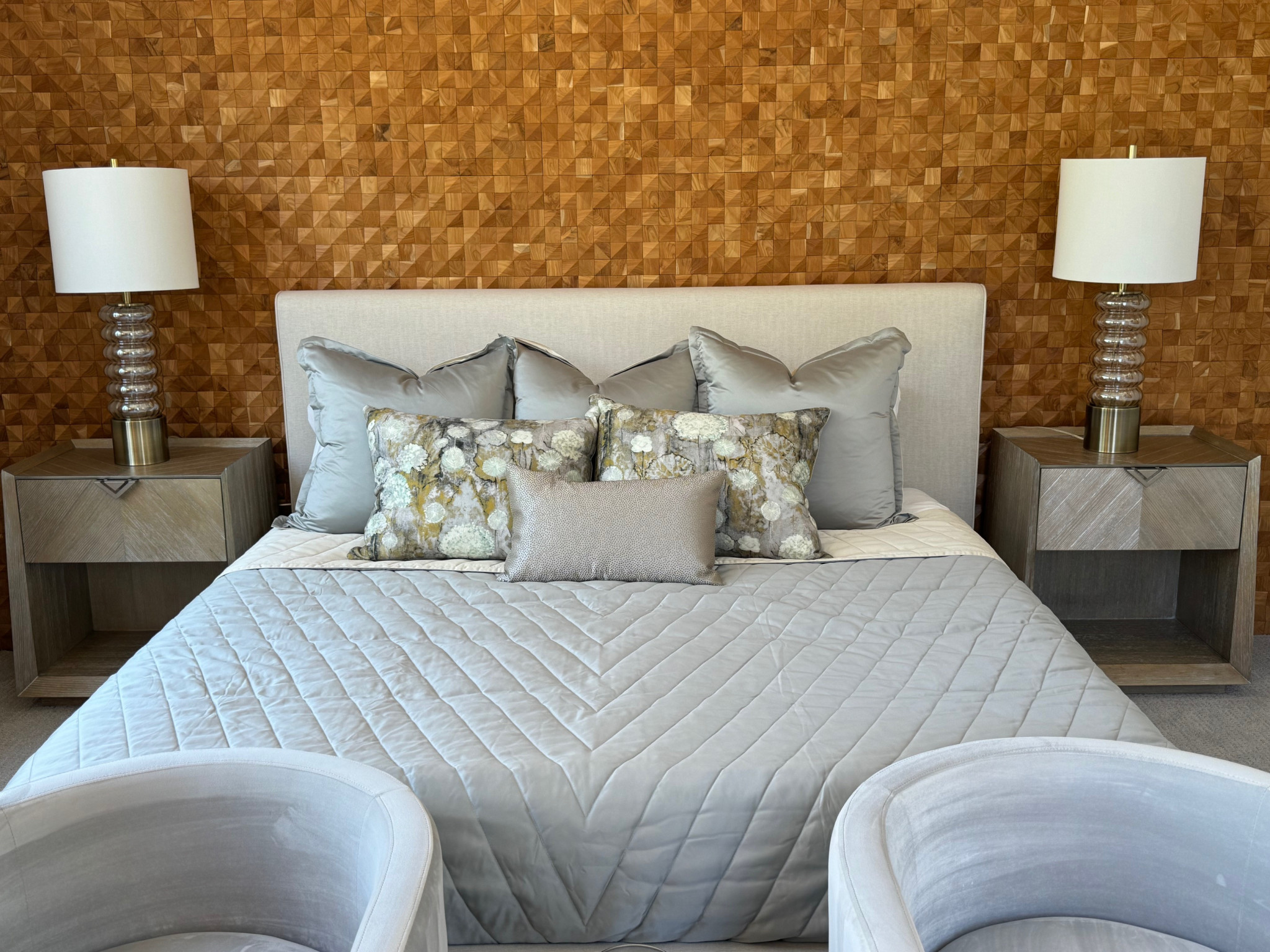 Brown 3D Embossed Diamond Teak Reclaimed Wood Decorative Wall Panels - Image 10