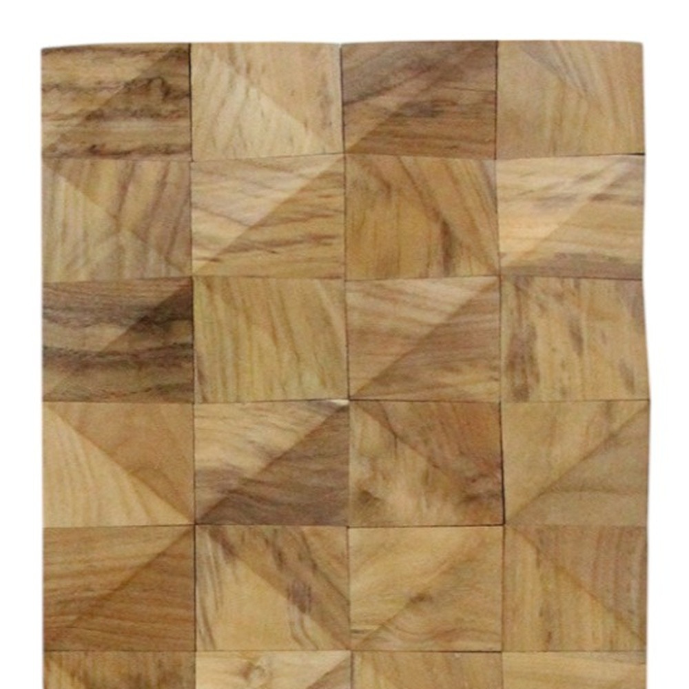Brown 3D Embossed Diamond Teak Reclaimed Wood Decorative Wall Panels - Image 6