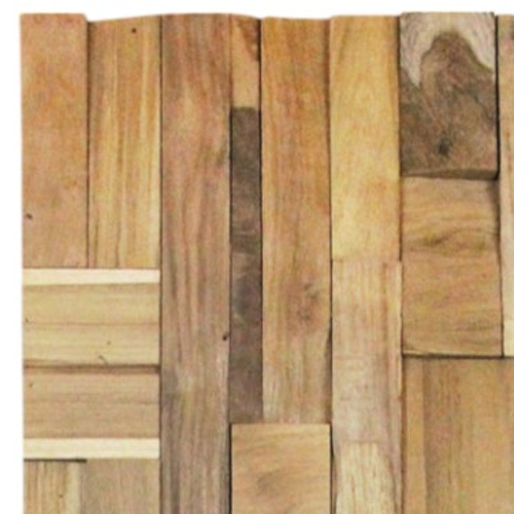 Brown 3D Embossed Abstract Teak Reclaimed Wood Decorative Wall Panels - Image 5